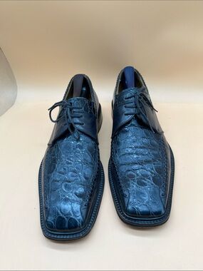 City Slicker Genuine Crocodile Leather Men Dress Shoe's Sz 9 M - Dark Blue